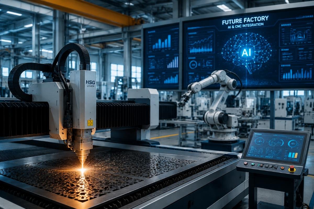 Advanced manufacturing facility with integrated systems Future factory concept with AI and CNC integration