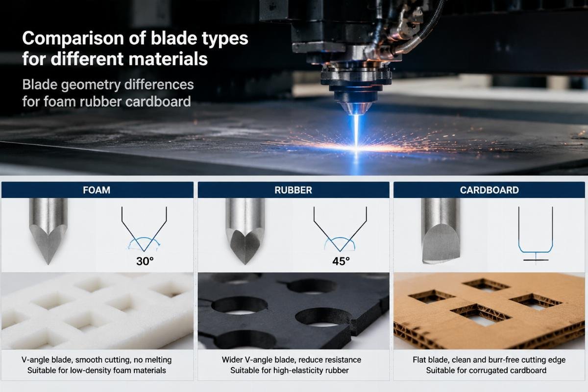 Comparison of blade types for different materials