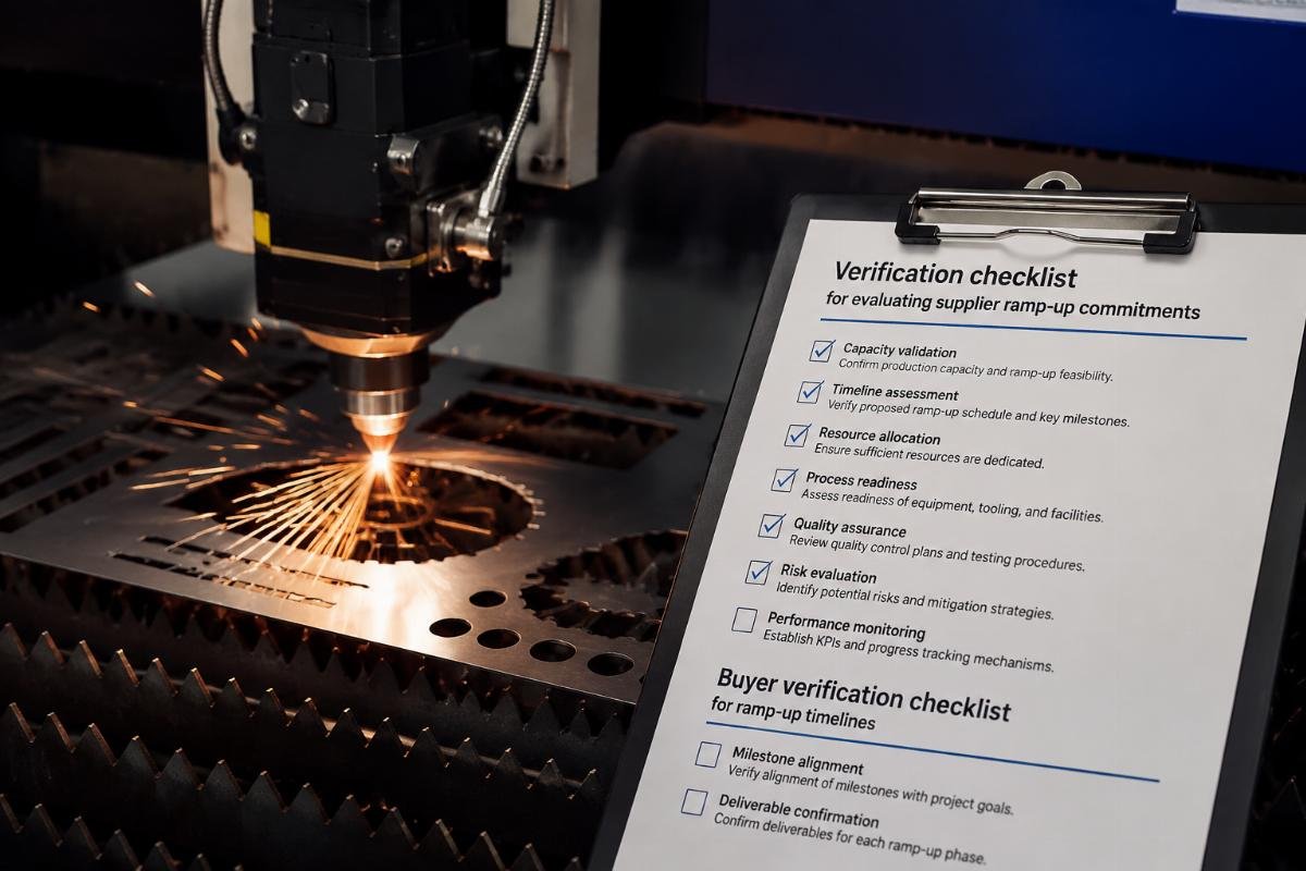 Verification checklist for evaluating supplier ramp-up commitments