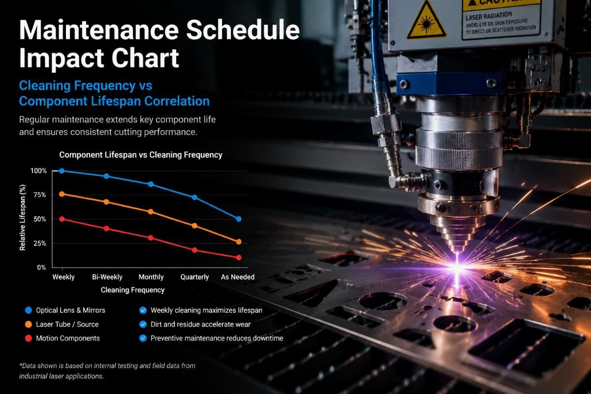 Cleaning frequency vs component lifespan correlation Maintenance schedule impact chart