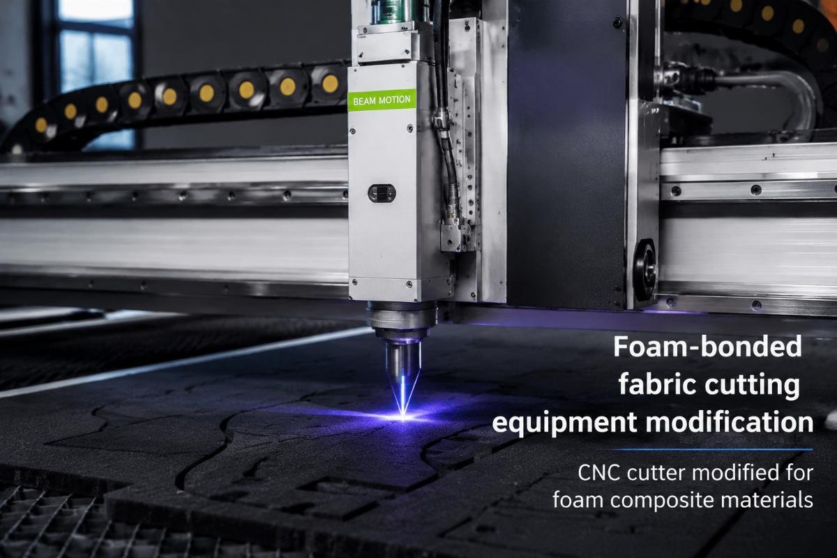 Foam-bonded fabric cutting equipment modification