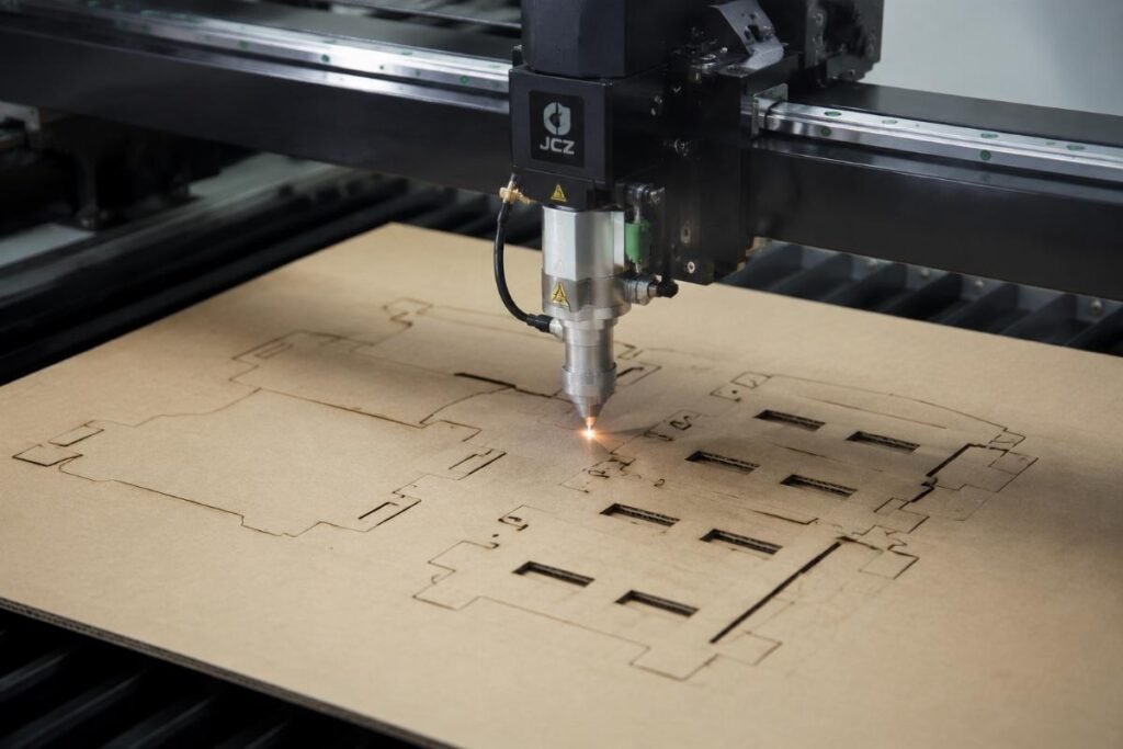 CNC knife cutting machine cutting cardboard