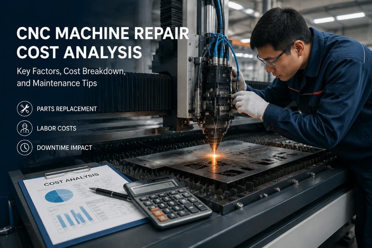 technician examining CNC machine components