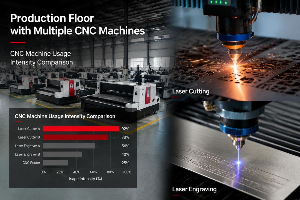 production floor with multiple CNC machines