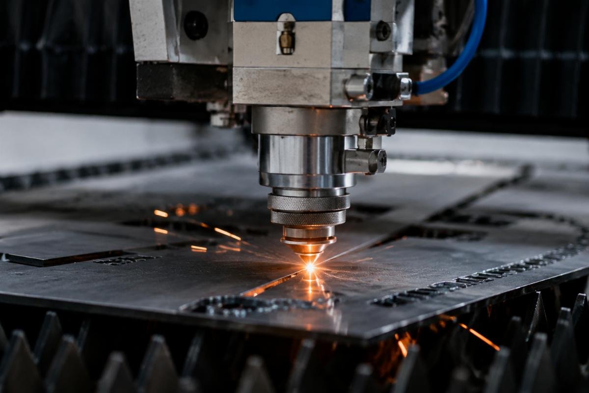 Close-up of CNC knife blade cutting