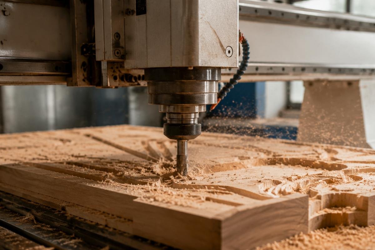 CNC router cutting thick wood