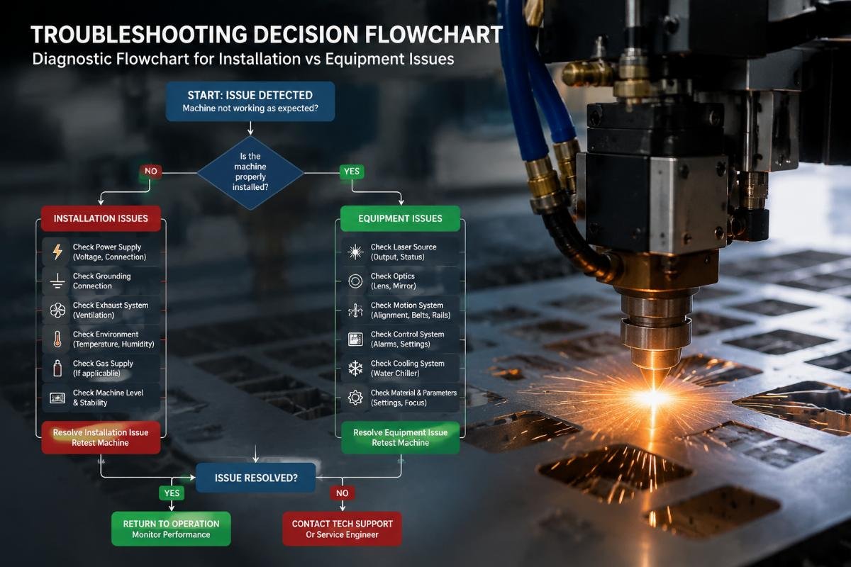 Diagnostic flowchart for installation vs equipment issues Troubleshooting decision flowchart