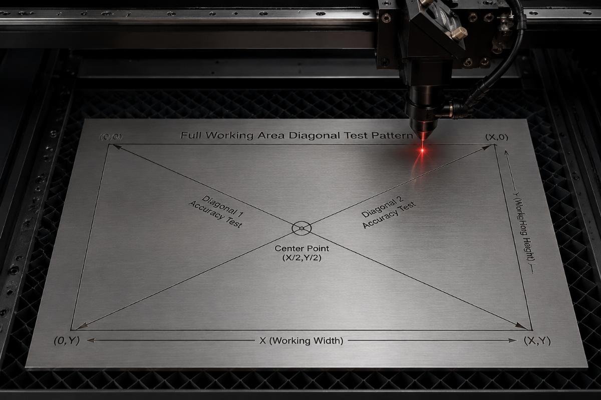 Full working area diagonal test pattern layout