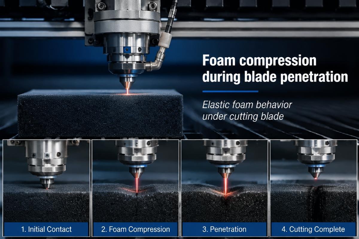 Foam compression during blade penetration