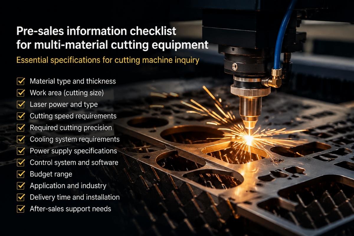Pre-sales information checklist for multi-material cutting equipment