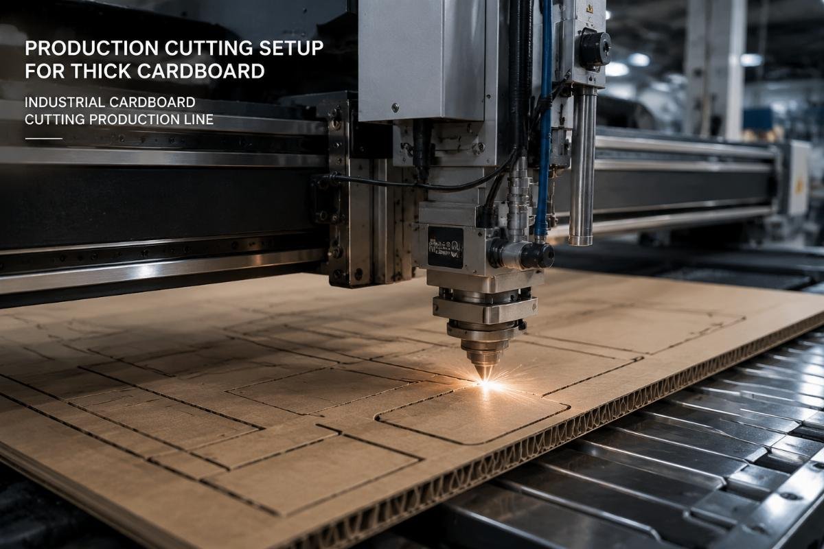 Industrial cardboard cutting production line Production cutting setup for thick cardboard