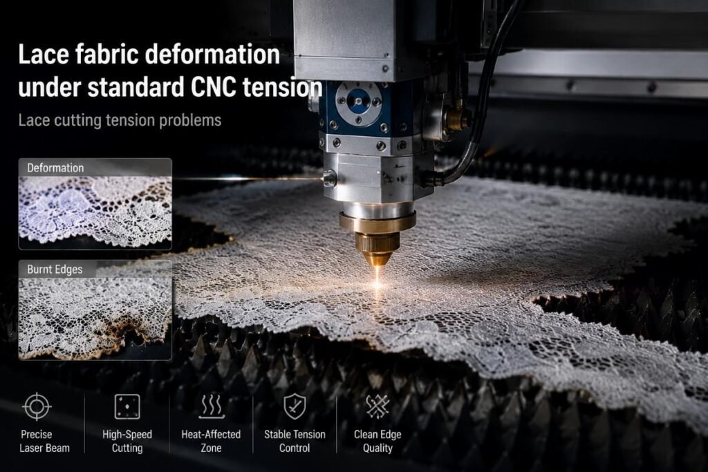 Lace fabric deformation under standard CNC tension