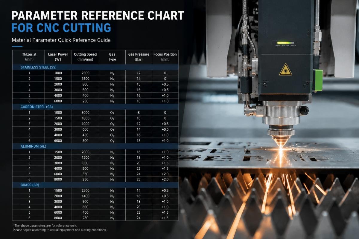 Material parameter quick reference guide Parameter reference chart for CNC cutting