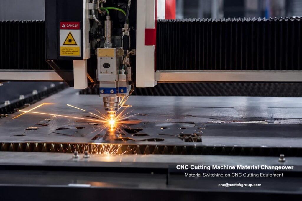 CNC cutting machine material changeover