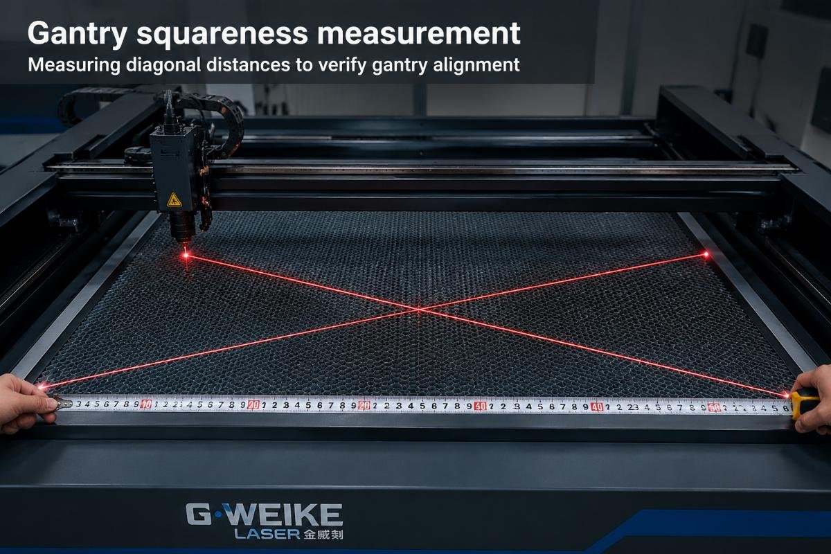 Measuring diagonal distances to verify gantry alignment Gantry squareness measurement