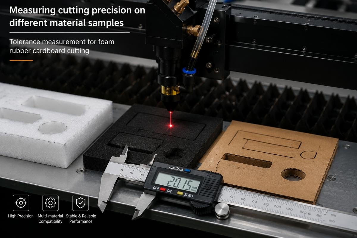 Measuring cutting precision on different material samples