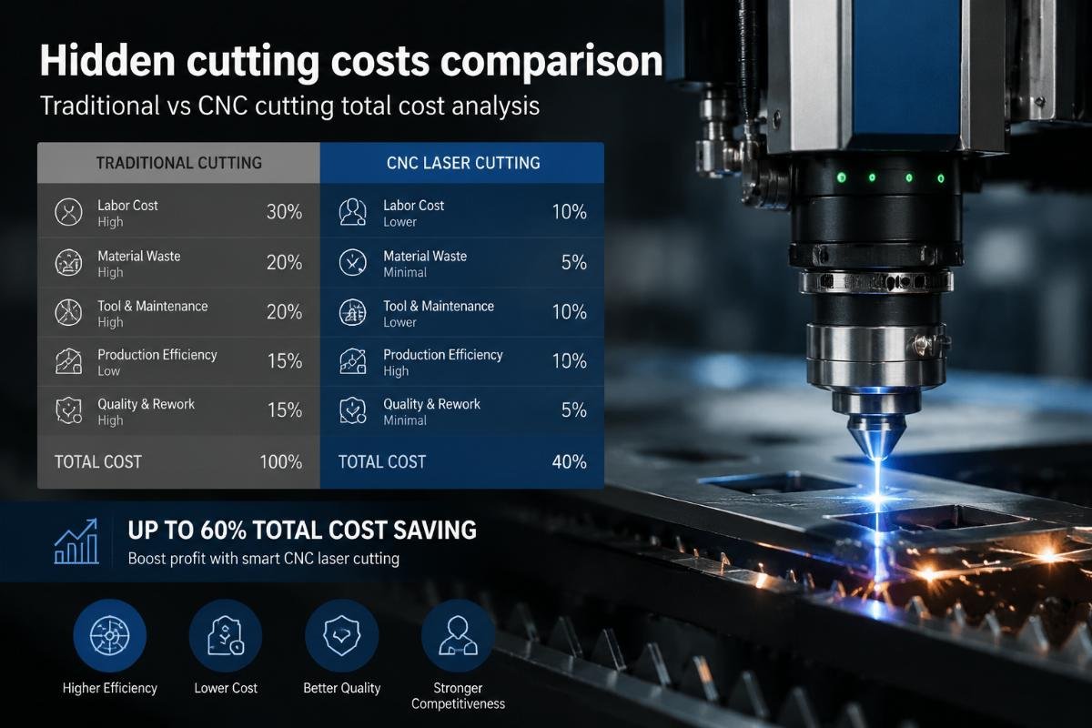 Traditional vs CNC cutting total cost analysis Hidden cutting costs comparison