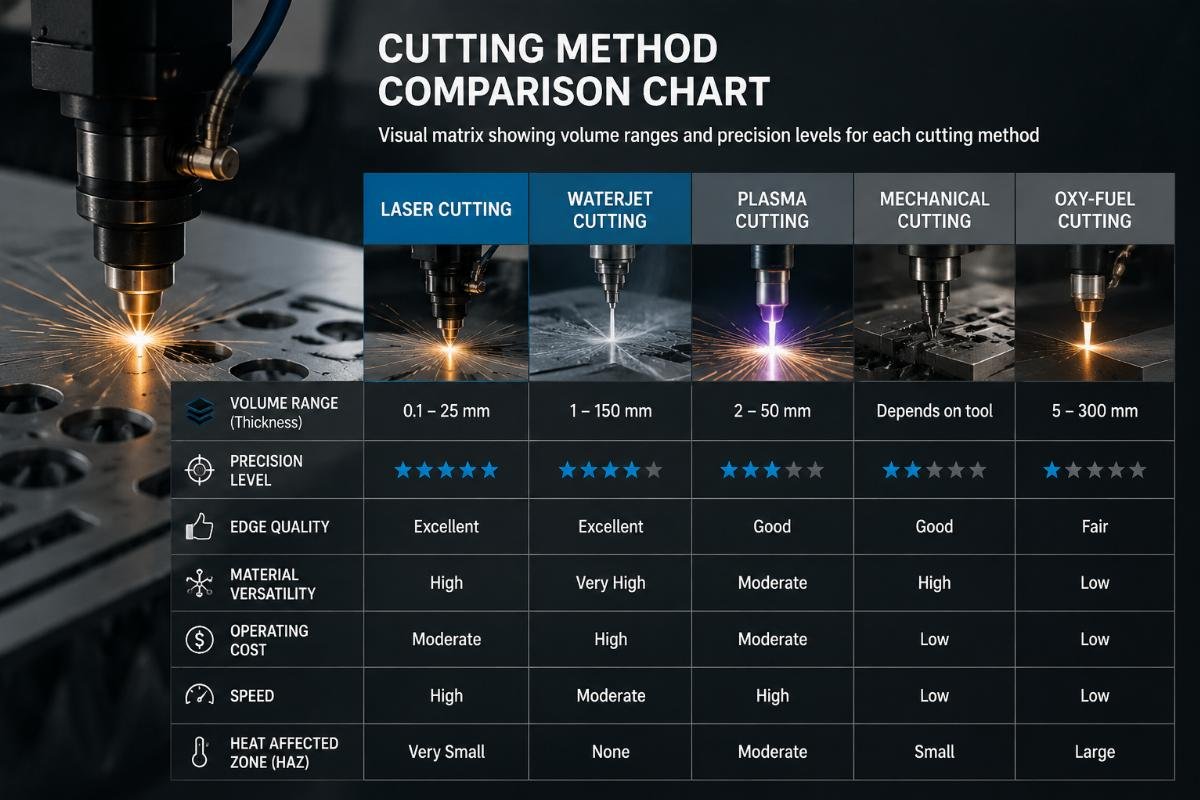 Cutting method comparison chart