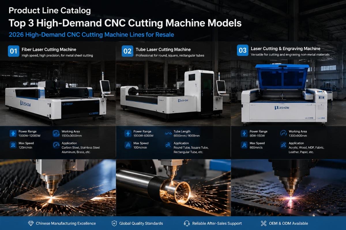 2026 high demand CNC cutting machine lines for resale Product line catalog showing top 3 high-demand CNC cutting machine models