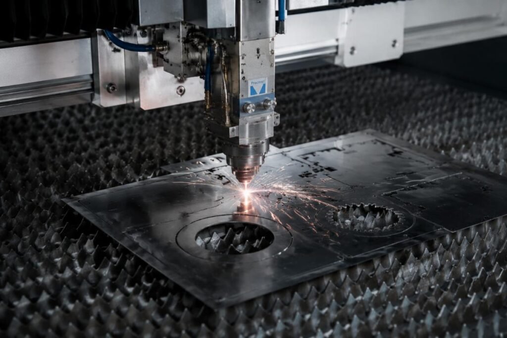 Aerospace composite prepreg material being cut on a CNC oscillating knife machine with clean edges and no burn marks