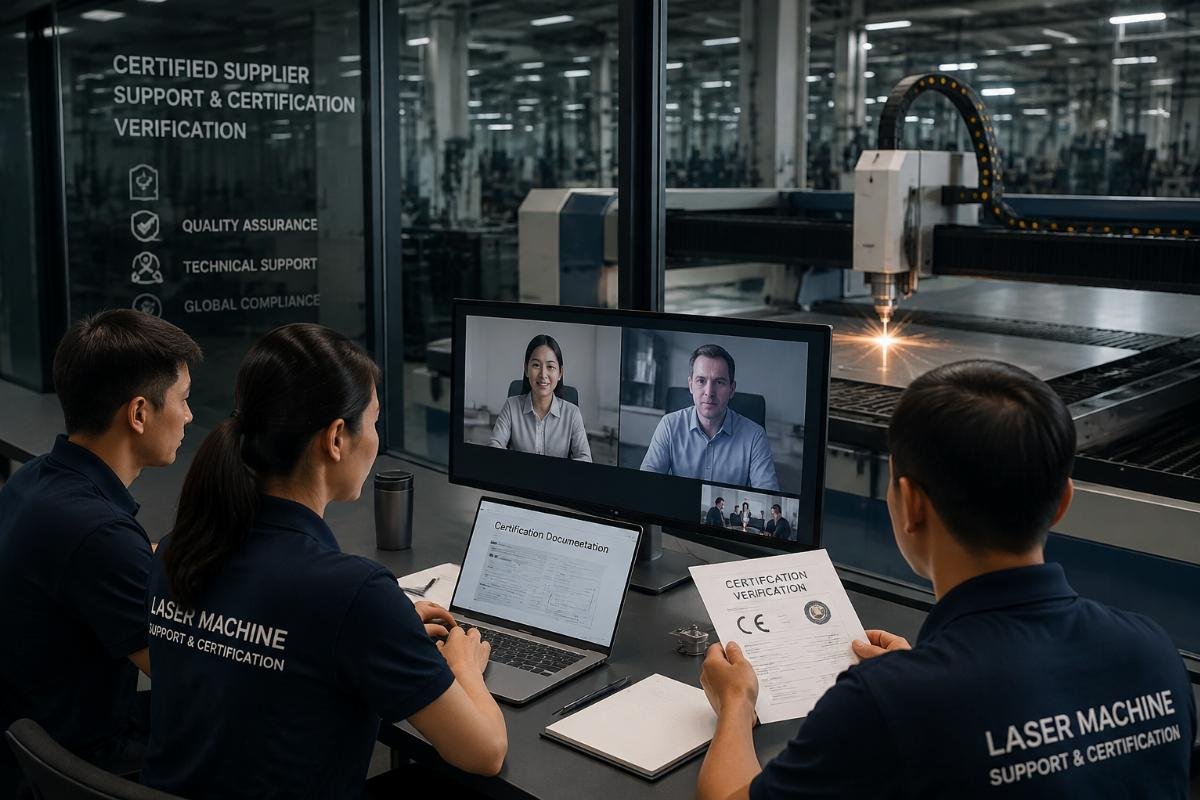 Certification documentation and supplier support team on a video call with a production client