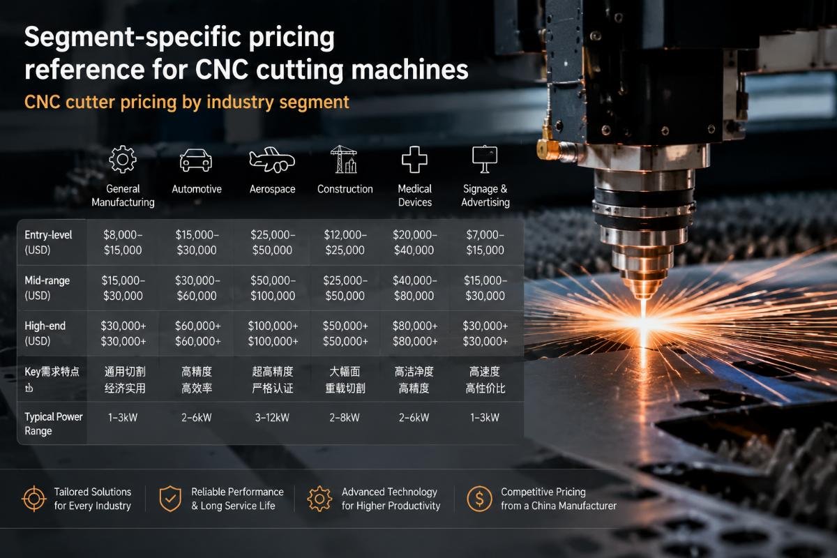 CNC cutter pricing by industry segment Segment-specific pricing reference for CNC cutting machines