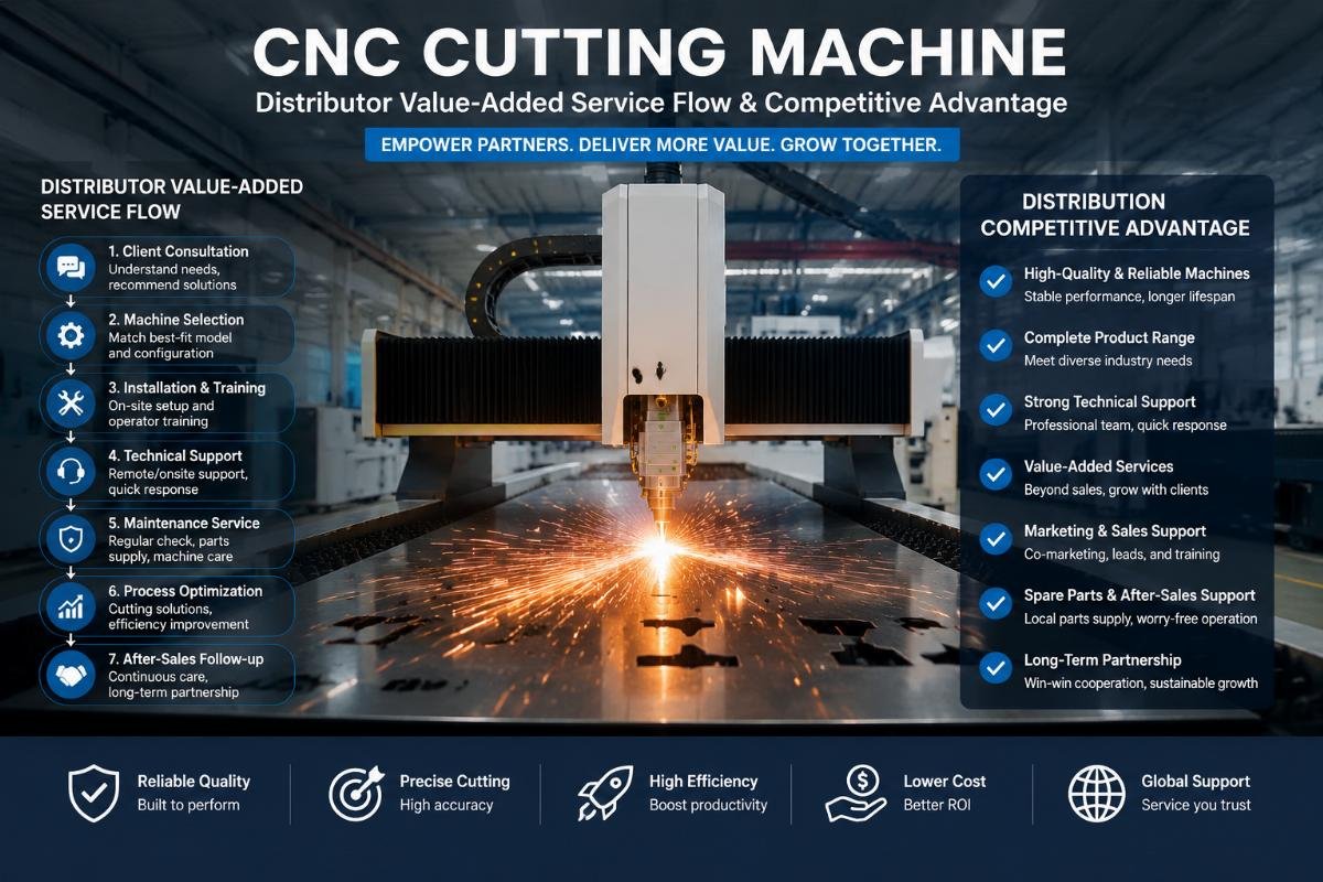 CNC cutting machine distribution competitive advantage Distributor value-added service flow for CNC cutting machine clients