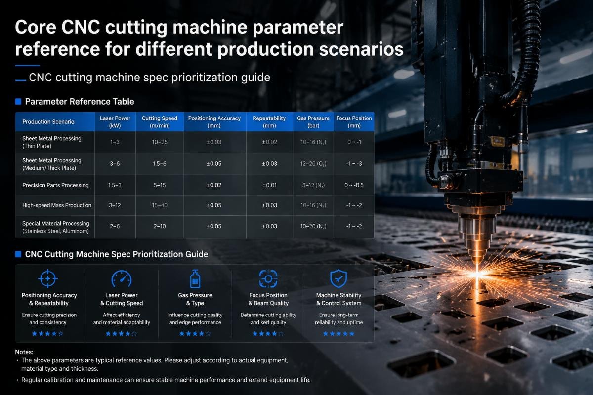 CNC cutting machine spec prioritization guide Core CNC cutting machine parameter reference for different production scenarios