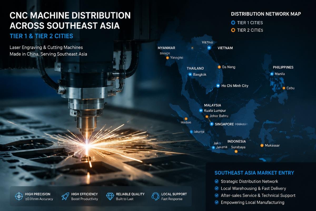 CNC machine distribution network map across Southeast Asia tier 1 and tier 2 cities