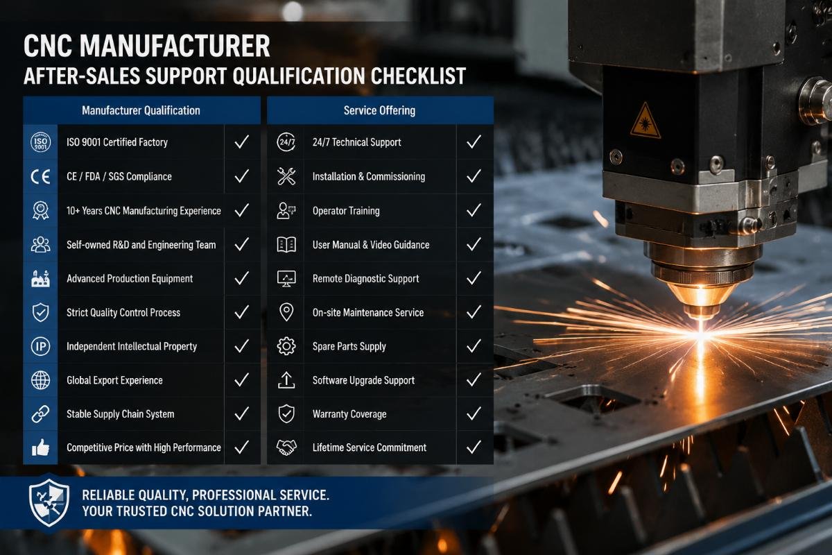 A list of manufacturer qualification and service offering checkmarks