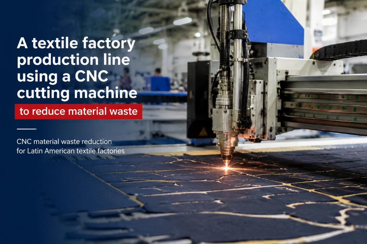 A textile factory production line using a CNC cutting machine to reduce material waste