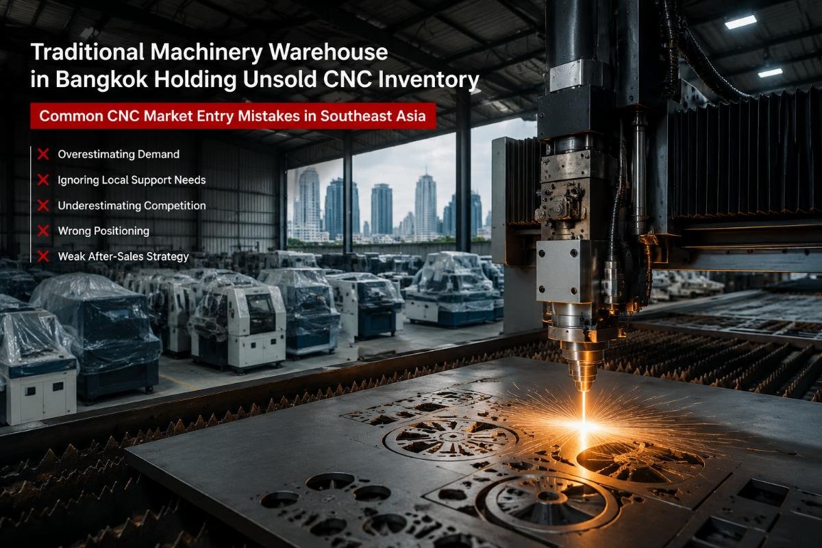 Traditional machinery warehouse in Bangkok holding unsold CNC inventory