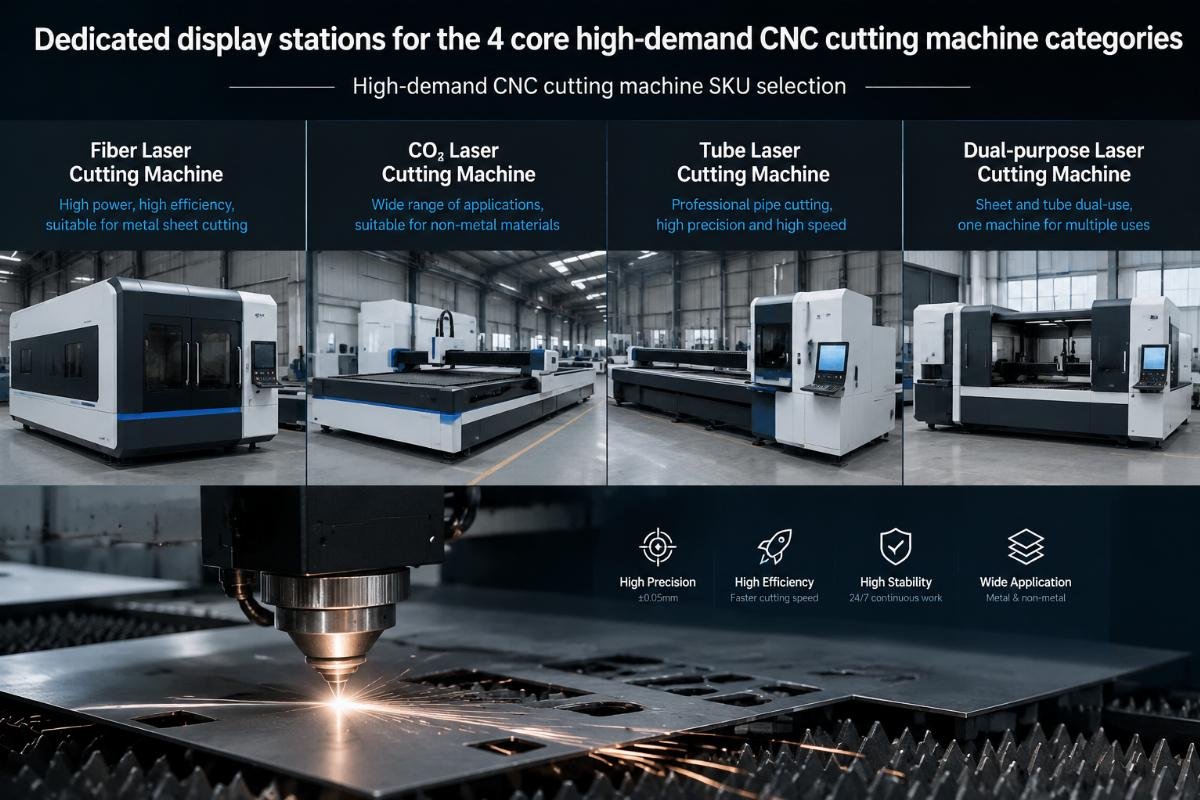 Dedicated display stations for the 4 core high-demand CNC cutting machine categories