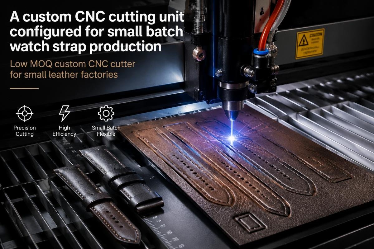 Low MOQ custom CNC cutter for small leather factories A custom CNC cutting unit configured for small batch watch strap production