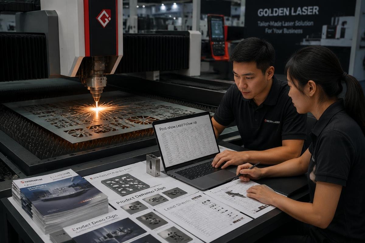 Follow-up team organizing lead sheets and demo clips post exhibition
