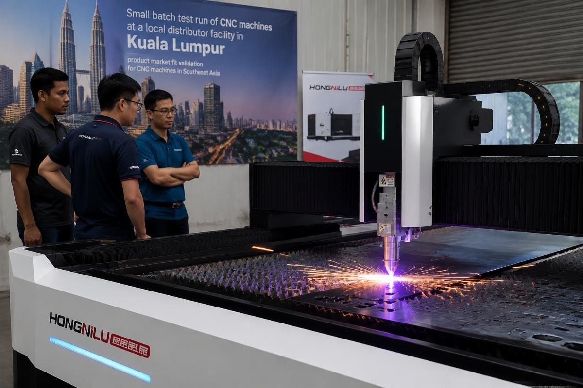 Small batch test run of CNC machines at a local distributor facility in Kuala Lumpur
