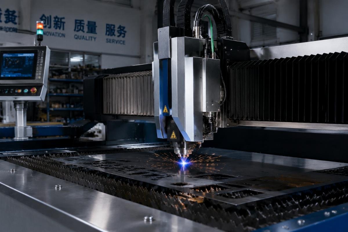 small batch production custom CNC cutting equipment Small batch custom CNC cutting equipment setup in a small factory facility