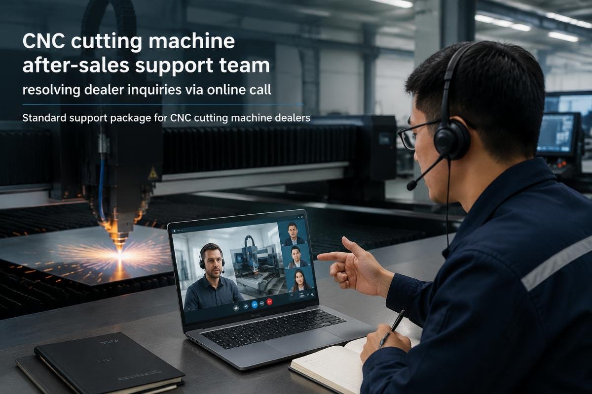 standard support package for CNC cutting machine dealers CNC cutting machine after-sales support team resolving dealer inquiries via online call