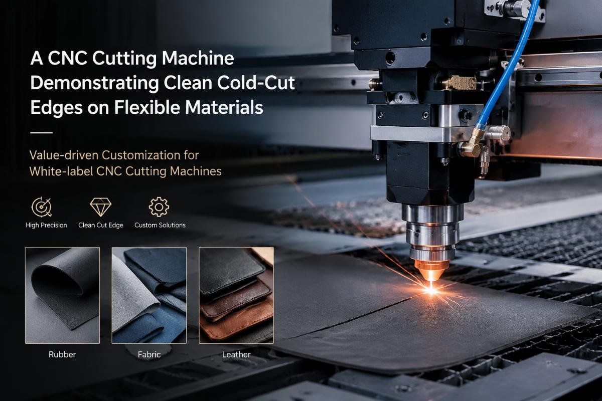 A CNC cutting machine demonstrating clean cold-cut edges on flexible materials
